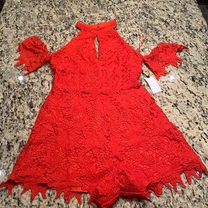 ASTR the Label Lace Red Lolita Romper  NWT